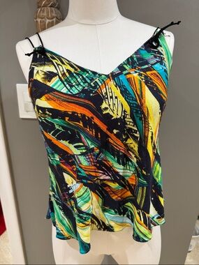 Abstract Multicolor V-Neck Camisole Top